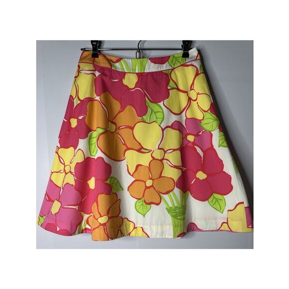Vtg Lilly Pulitzer Skirt Sz 2 Bold Colorful Mod Floral Cotton A-Line Retro - Picture 1 of 10